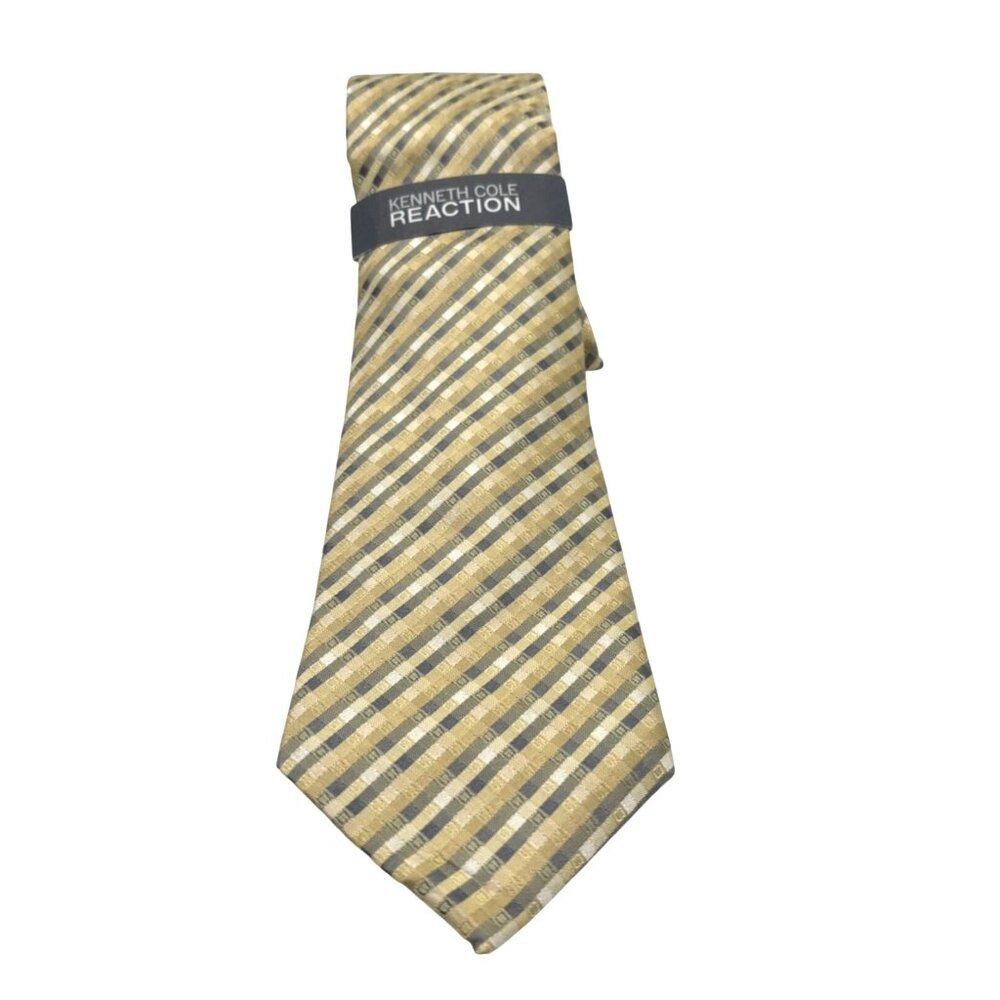 Kenneth Cole Reaction City Geo Men's Silk Necktie, Yellow, OS
